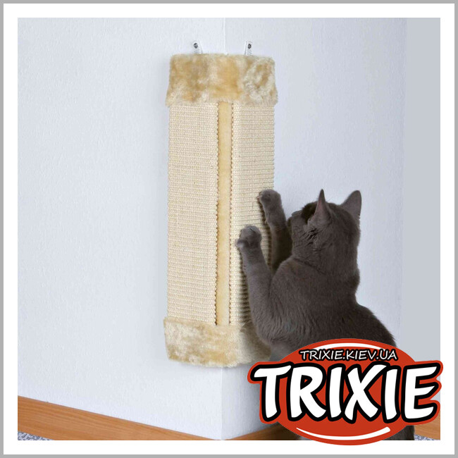 ТРІКСІ Україна - Дряпка для котів Trixie 43191 настінна кутова сизаль/плюш бежева 23x49 см