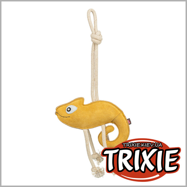 ТРІКСІ Україна - Хамеліон на мотузці для собак Trixie 35997 (шкіра/мотузка), 45см