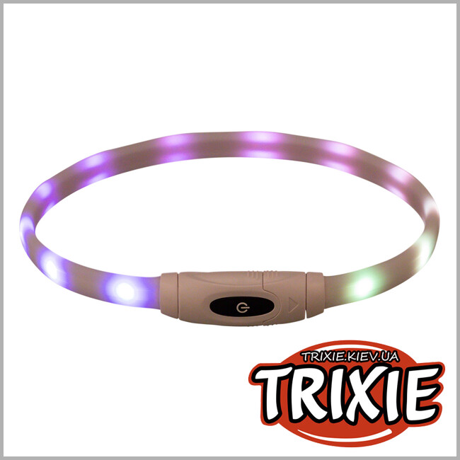ТРИКСИ Украина - Воротник Trixie 12630 световой с USB силикон многоцветный XS-XL 65 см x 16 мм