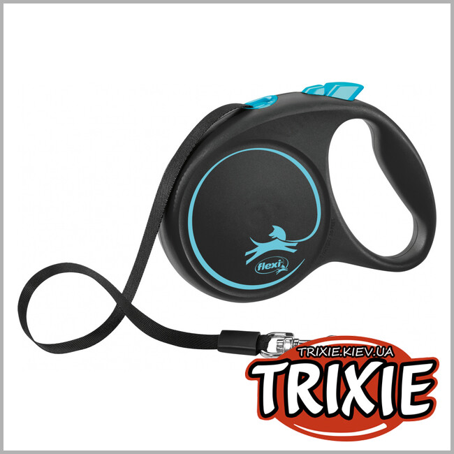 ТРИКСИ Украина - Флекси BLACK DESIGN-TRIXIE (M: 5м/до 25кг, синий)