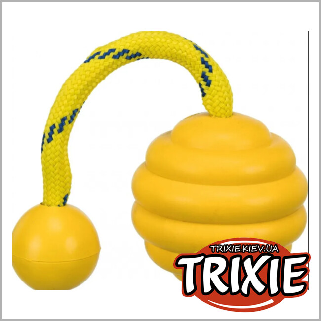 ТРИКСИ Украина - Мяч волнистый на канате TRIXIE (резина, 7 cм/22 cм)