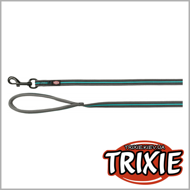 ТРИКСИ Украина - Прорезиненный поводок Trixie Fusion Tracking (серый/бирюзовый, M-XL, 3 m/17 mm*3 m)