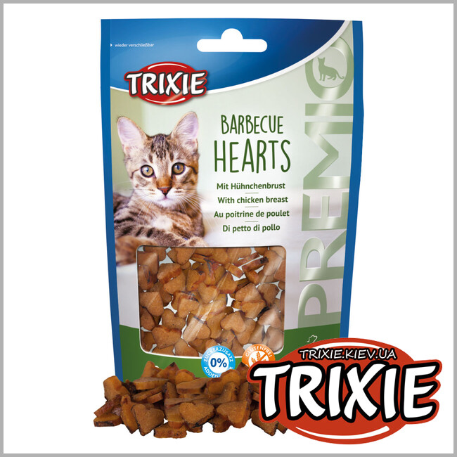 ТРИКСИ Украина - Лакомство для кошек Trixie 42703 PREMIO Barbecue Hearts с куриной грудкой 50г