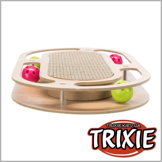 ТРІКСІ Україна - Дерев'яний драпак з іграшками Trixie Scratching Cardboard with Wooden Frame (46*4*25см)