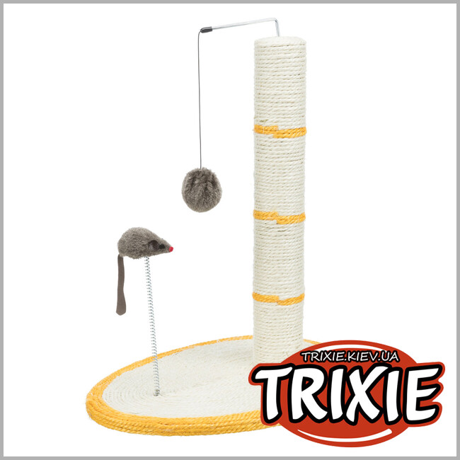 ТРІКСІ Україна - Дряпка-стовпчик Trixie 4306 для котів з іграшкою на мотузці та мишкою на пружині сизаль/плюш 40х30х50 см
