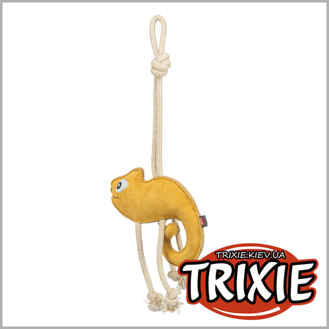 ТРІКСІ Україна - Хамеліон на мотузці для собак Trixie 35997 (шкіра/мотузка), 45см