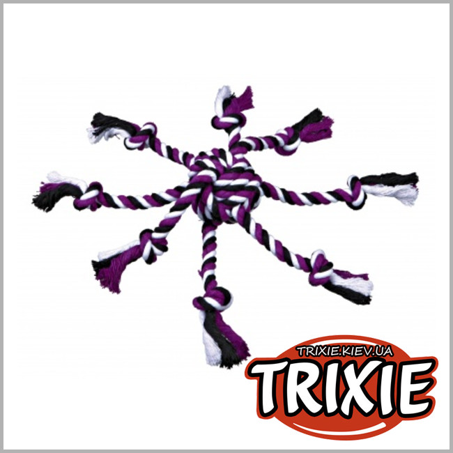 ТРИКСИ Украина - Мяч канат с веревками TRIXIE  Denta Fun Rope Toy (7см / 44см)