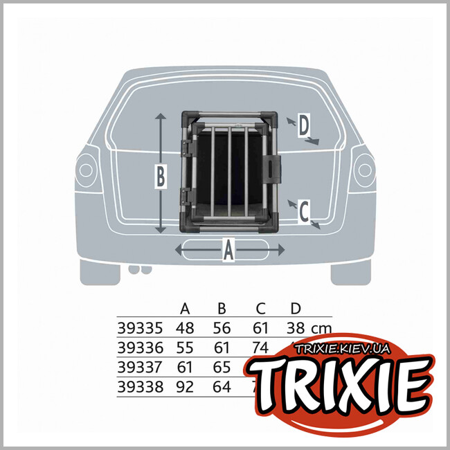 ТРИКСИ Украина - Транспортировочный бокс TRIXIE (алюминий, S:48×56×61 см, графит)