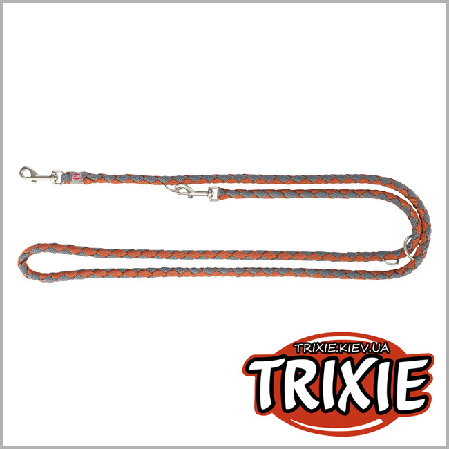 ТРИКСИ Украина - Поводок для собак Trixie 143530 Cavo регулируемый S–M 2 м диаметр 12 мм рыжий-графит