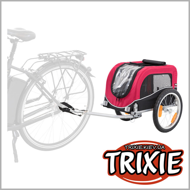 ТРИКСИ Украина - Велоприцеп Trixie 12813 для перевозки животных, S: 53х60х60/117см, черный/красный