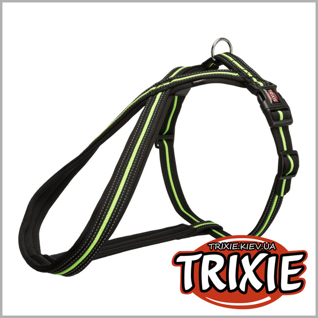 ТРІКСІ Україна - Шлей для собак TRIXIE - Fusion (S: 35–50см/25мм, чорний/зелений)