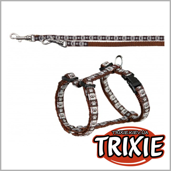 ТРІКСІ Україна - Повідець + шлейка для цуценят TRIXIE- Coffee (Розмір: 23-34см/8мм, 2м, коричневий, нейлон)