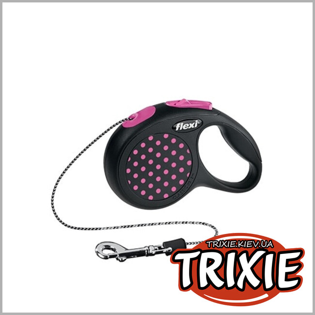 ТРИКСИ Украина - Флекси TRIXIE - DESIGN (XS:3м/до 8кг, розовый)