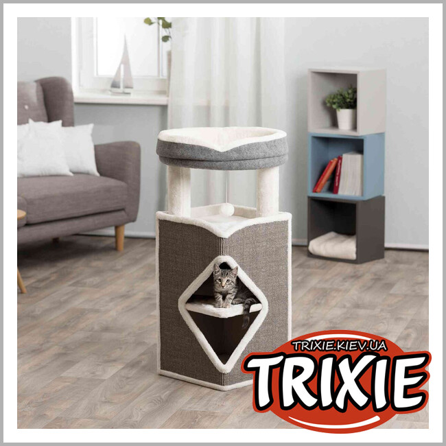 ТРИКСИ Украина - Домик для животных Trixie 44427 башня-драпак "Arma", 98см, серый/белый