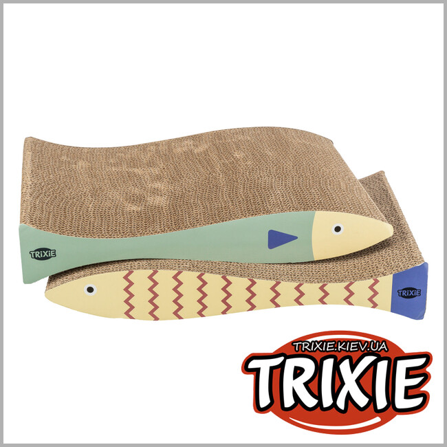 ТРІКСІ Україна - Дряпка для котів Trixie 48015 Риба картонна з котячою м'ятою 2 шт 40х30х11 см м'ятно-кремовий