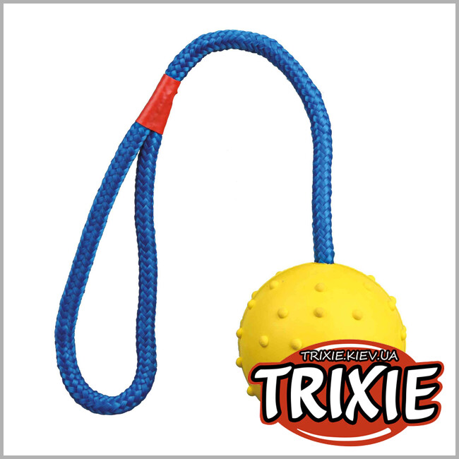ТРИКСИ Украина - Резиновый мяч на веревке  Trixie Ball on a Rope ( 6 / 30см)
