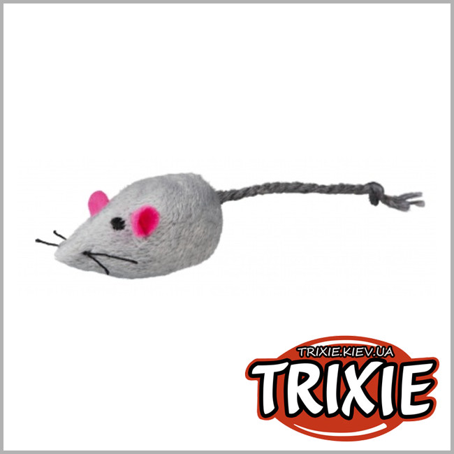 ТРІКСІ Україна - Плюшева миша для кішки TRIXIE (плюш білий та сірий 5см *2шт)