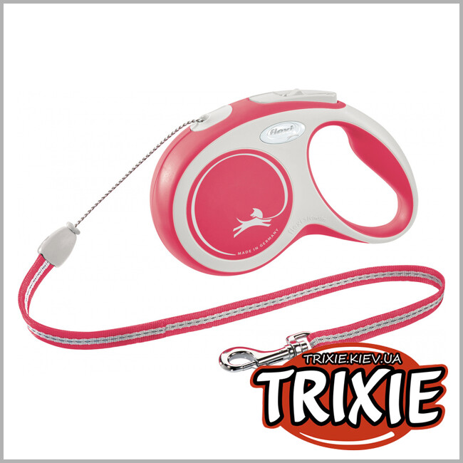 ТРИКСИ Украина - Флекси New COMFORT Trixie  (S, 8м/до 12кг, красный)