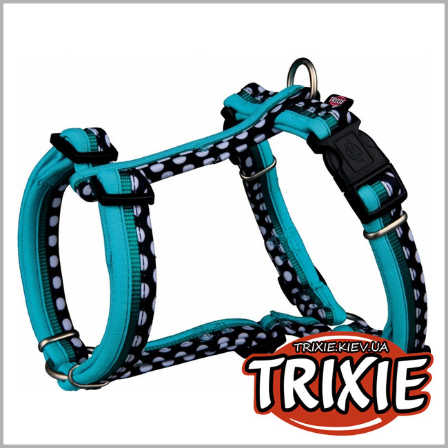 ТРІКСІ Україна - Шлей для собак TRIXIE - Freshline Spot(Розмір:30–40см/15мм, Колір:бірюза/чорний, нейлон)
