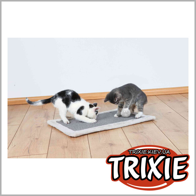ТРІКСІ Україна - Драпак - килимок для котів Trixie 43110 з плюшевою рамкою, 55х35 см, сірий/світло-сірий