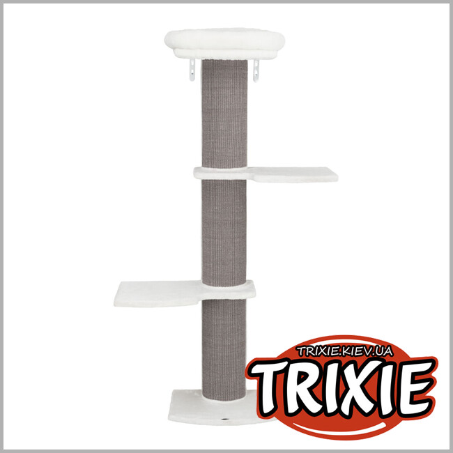 ТРІКСІ Україна - Дряпка Trixie 44073 Acadia для котів настінна сизаль/плюш біла/сіра 46х37х160 см
