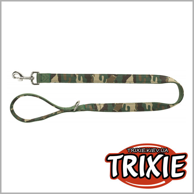 ТРИКСИ Украина - Поводок Premium-TRIXIE с неопреновой ручкой (Размер L–XL: 1.00м/25мм, камуфляж, лесной)