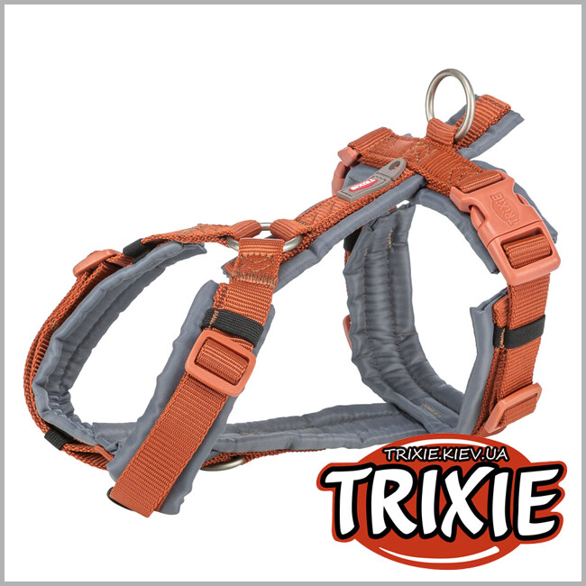 ТРІКСІ Україна - Шлея для собак Trixie 1997030 "Premium trekking", S: 36-44см/15мм, іржа/графіт