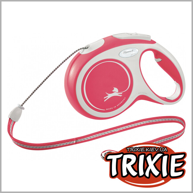 ТРІКСІ Україна - Флексі New COMFORT Trixie (M, 8м/до 20кг, червоний)