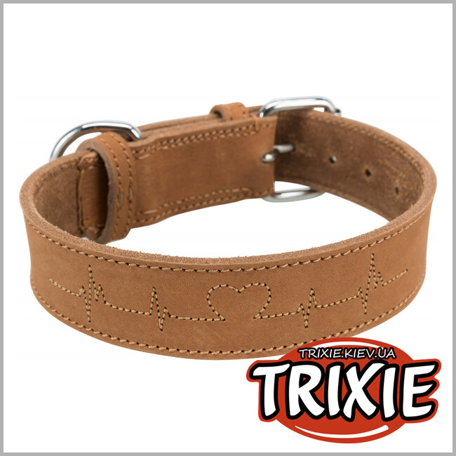 ТРИКСИ Украина - Ошейник Rustic из кожи Сердцебиение Trixie Heartbeat (кожа M : 38-47 см / 40 мм)