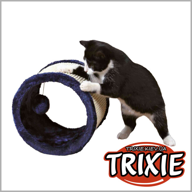 ТРІКСІ Україна - Драпак - рол для котів Trixie 4324 (сизаль/плюш), 23х20 см, синій/натуральний