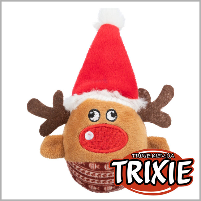 ТРИКСИ Украина - Рождественский олень Trixie 92525 с погремушкой,плюш, 6х12см