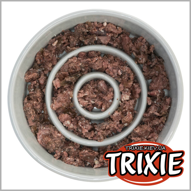ТРИКСИ Украина - Миска Trixie 24521 Медленное кормление серая/голубая керамика 900 мл 17 см