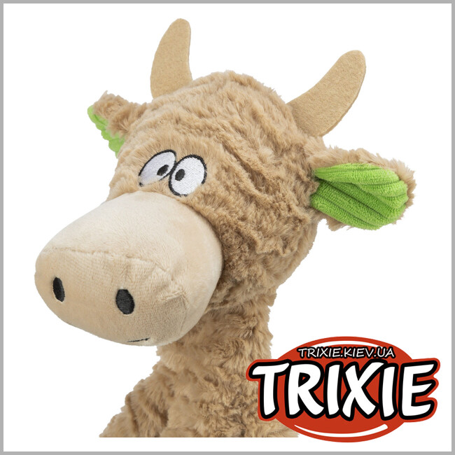 ТРИКСИ Украина - Игрушка Trixie 34721 для собак Корова со звуком полиэстер/хлопок бежевый 50см