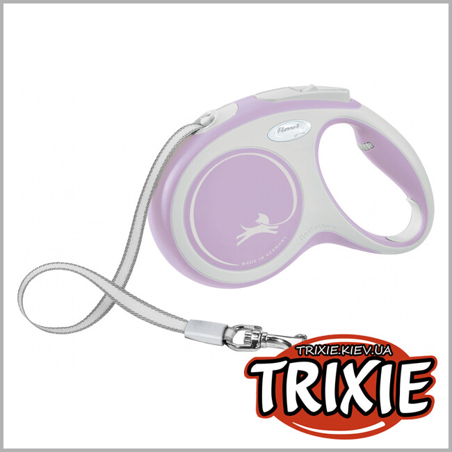 ТРИКСИ Украина - Флекси New COMFORT Trixie (M, 5м/до 25кг, розовый)
