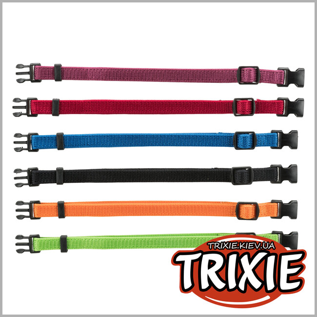 ТРИКСИ Украина - Набор ошейников Trixie 15551 для щенков фиолетовый/красный/синий/черный/папайя/зеленый нейлон S-M 17-25 см 10 мм 6 шт