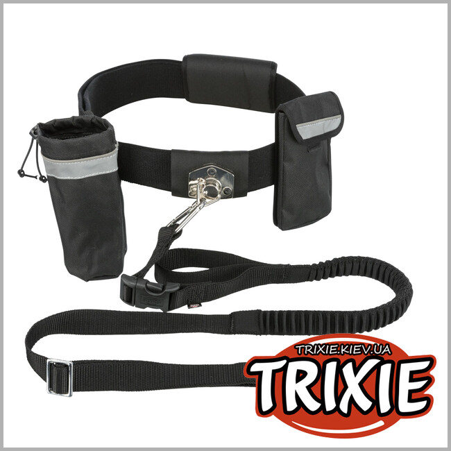ТРИКСИ Украина - Ремень-поводок для собак Trixie 1275 до 40 кг Hands Free нейлон размер M-L ремень 60-120 см/40 мм х поводок 100-135 см/25 мм