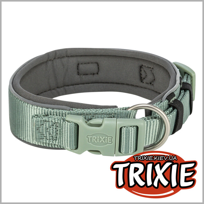 ТРИКСИ Украина - Ошейник для собак Trixie 1995734 Premium экстраширокий M–L 40–48 см 40 мм голубовато-серый