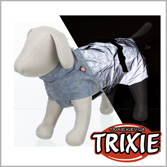 ТРИКСИ Украина - Дождевик для собак Trixie Lunas полностью отражающий (серебристо-синий, L, 58*50-96*55 cm)