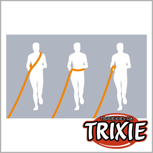 ТРИКСИ Украина - Поводок Trixie 12763 для пробежек, 1.33–1.80м/20мм, графит/папайа