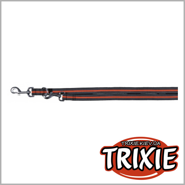 ТРИКСИ Украина - Поводок  TRIXIE - Fusion (Размер L-XL:2м/25мм, Цвет:чёрный/оранжевый, нейлон)