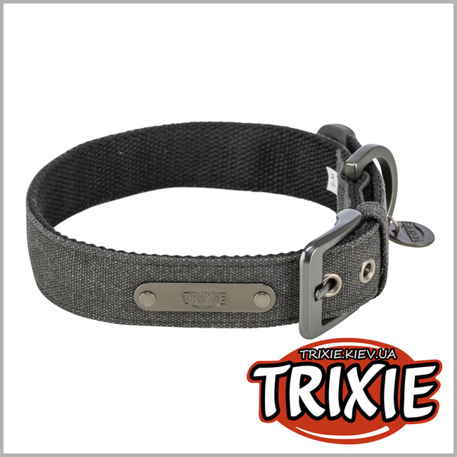 ТРИКСИ Украина - Ошейник для собак Trixie 1970701 CityStyle экстраширокий хлопок M–L 40–47 см 30 мм черный