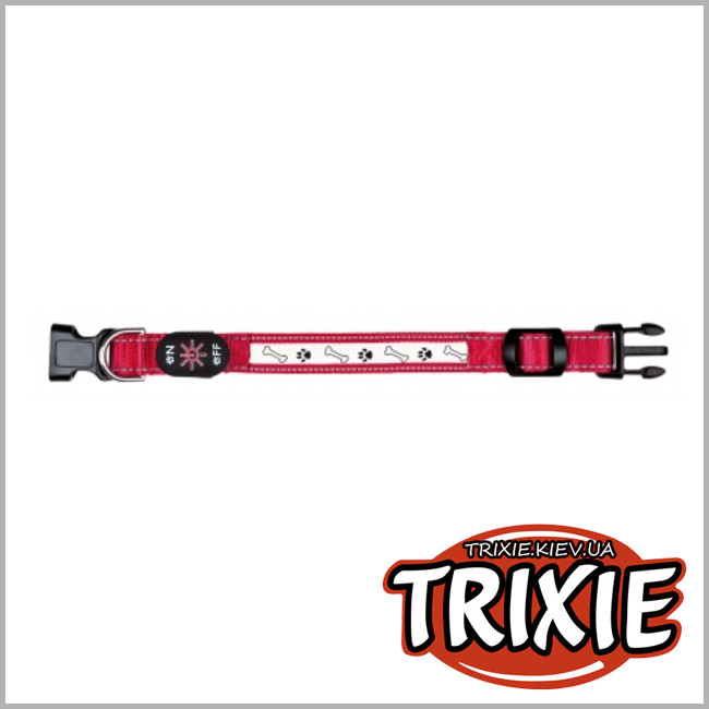 ТРИКСИ Украина - Светящийся USB ошейник для собак TRIXIE(Размер: 30–40см/25мм, Цвет: красный)