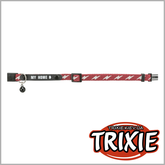 ТРИКСИ Украина - Ошейник Trixie 41778 для кошек с адресниками с рисунком молния, красный 60/210 мм