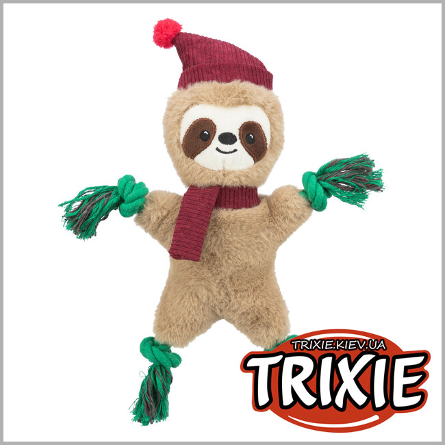 ТРИКСИ Украина - Игрушка "Рождественский ленивец" Trixie 92593 для собак плюш канат 30 см