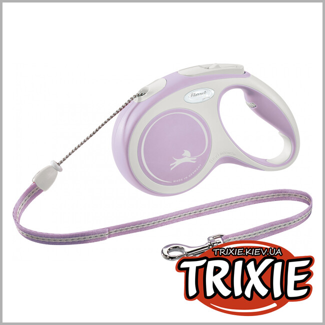 ТРИКСИ Украина - Флекси New COMFORT Trixie  (M, 5м/до 20кг, розовый)