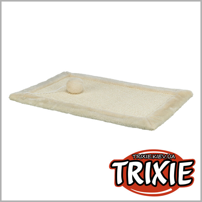 ТРИКСИ Украина - Царапка-коврик для кошек Trixie 4325 с игрушкой на веревке бежевая 55х35 см