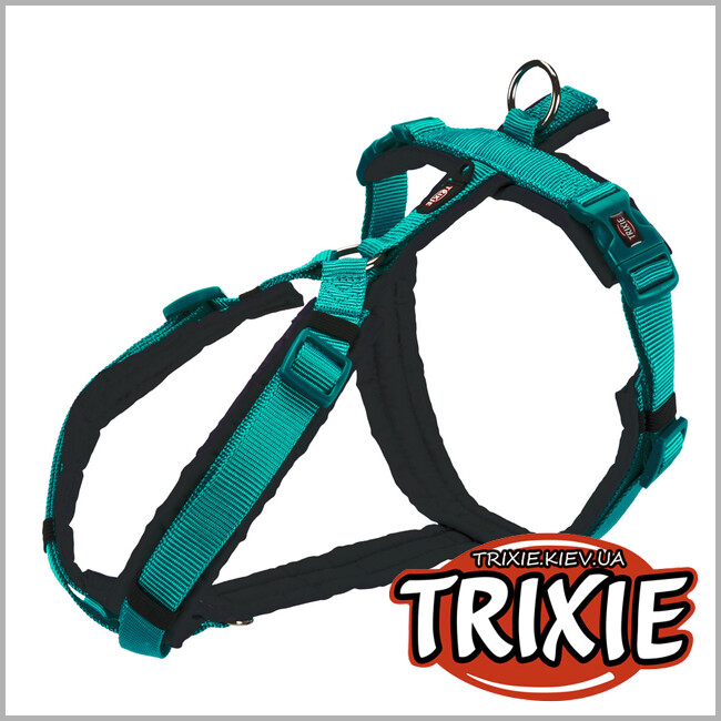 ТРІКСІ Україна - Шлей Premium trekking-TRIXIE (,M: 53-64см/20мм,океан/графіт)