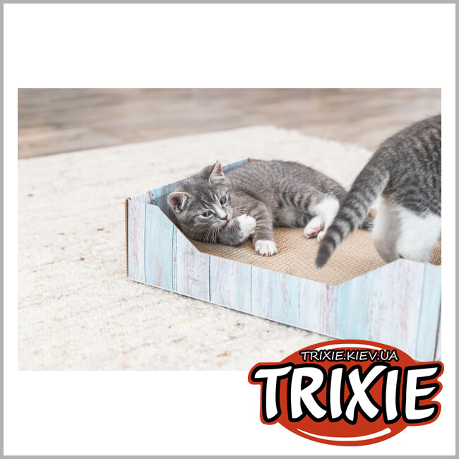 ТРИКСИ Украина - Дряпка Trixie 48013 для котов Дошка настоящая сизаль/дерево белое/сіра 38х58 см