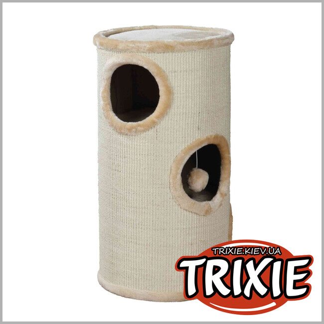 ТРІКСІ Україна - Дряпка для котів Trixie 4330 Samuel з будиночком та іграшкою на мотузці сизаль/плюш бежева 36х70 см