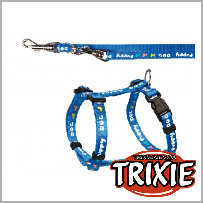 ТРІКСІ Україна - Поводок + шлейка для собак TRIXIE (Розмір: 2м/13мм Колір: блакитний, нейлон)